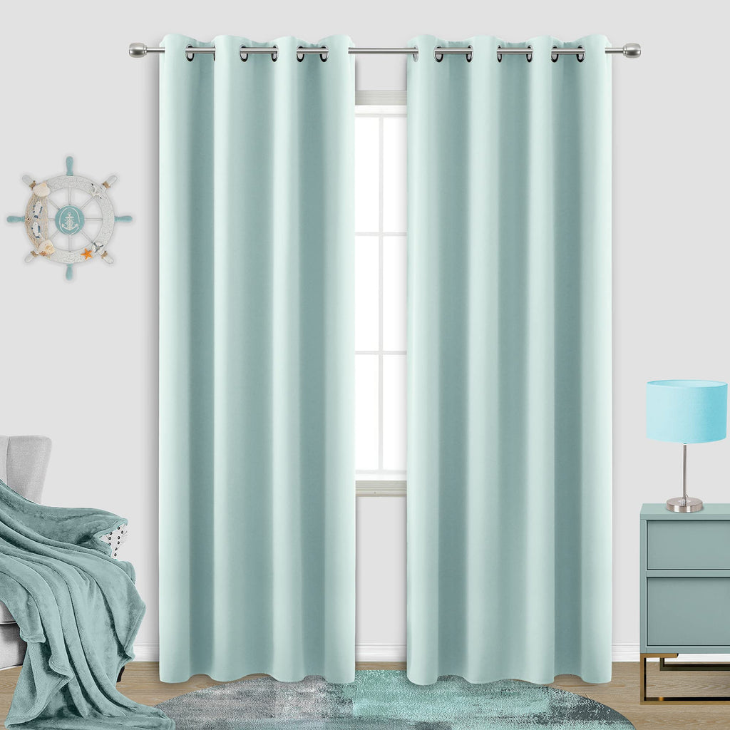 Koufall 52X90 Inch Length Aqua Blackout Curtains For Living Room Bedroom