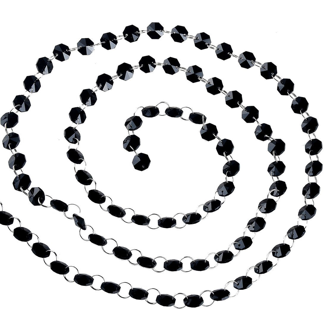 H&D 6Ft Glass Crystal 14Mm Octagon Beads Chain Chandelier Prisms Hanging Wedding Garland Christmas Decor (Black)