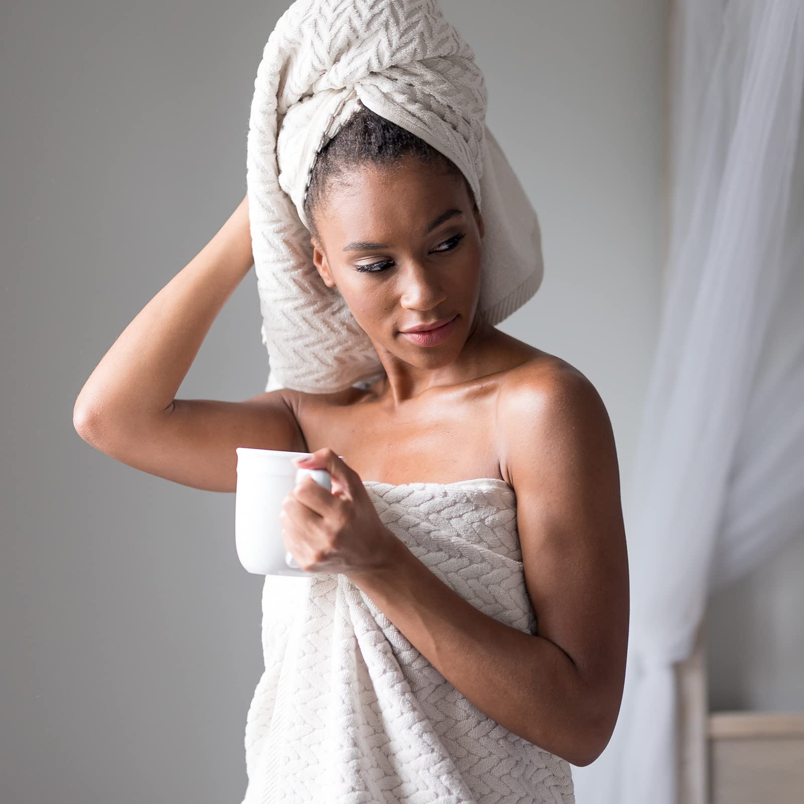 Texere 100% Organic Cotton Jacquard 650 Gsm Premium Bath Towel Sets - Extra Absorbent Quick Dry And Plush, 2 Large Bath Towels,