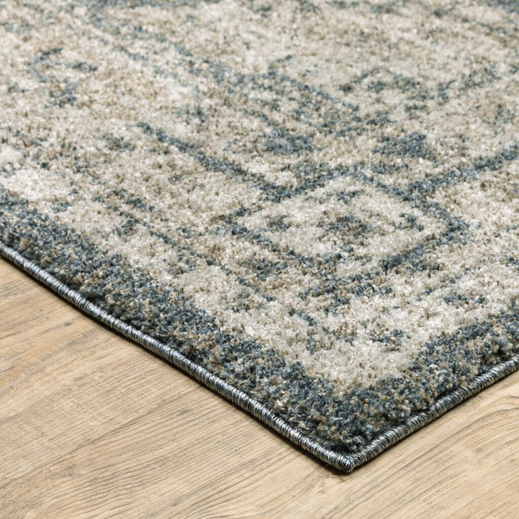 HomeRoots 508189 8 x 11 ft. Blue & Beige Oriental Power Loom Stain Resistant Rectangle Area Rug
