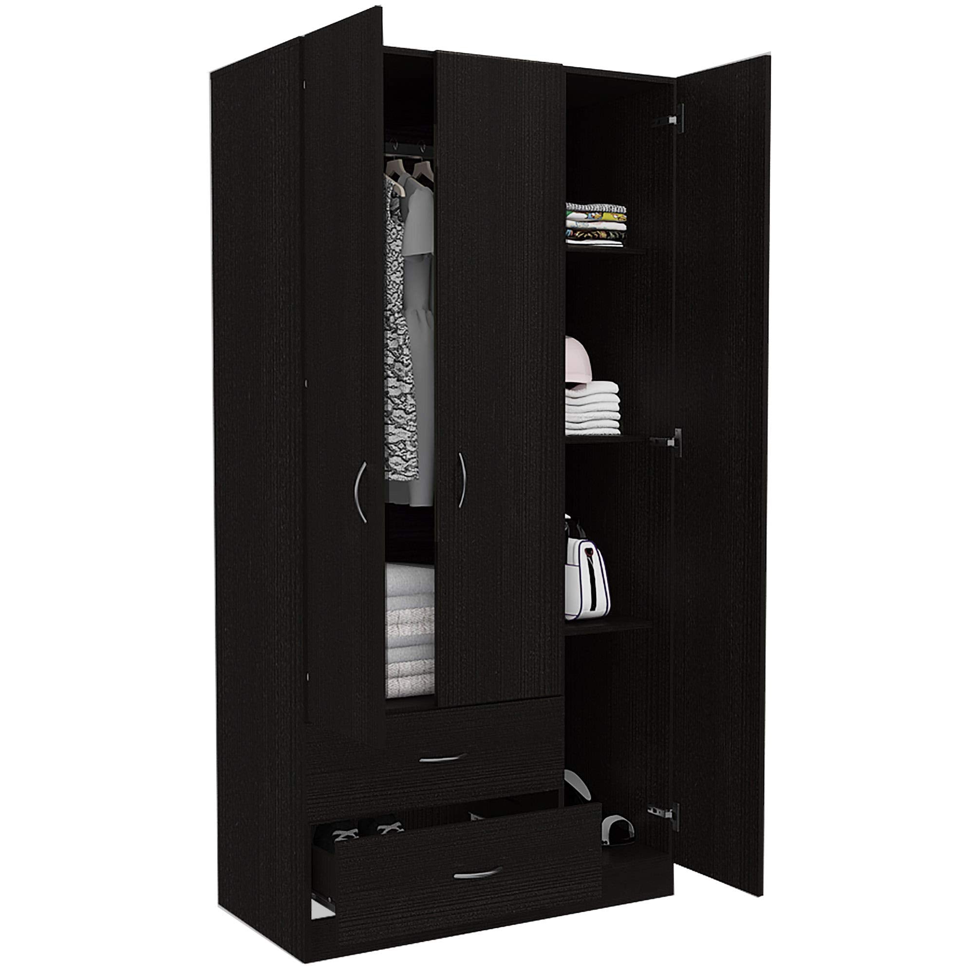 DEPOT E-SHOP Bosko ARMOIRE (Black)