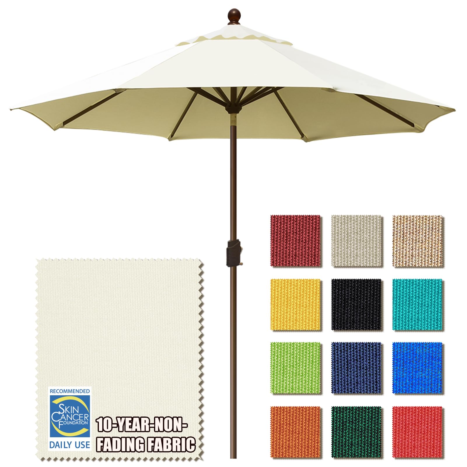 Eliteshade Usa 10-Year-Non-Fading 9Ft Market Umbrella Patio Umbrella Outdoor Table Umbrella With Ventilation, Natural