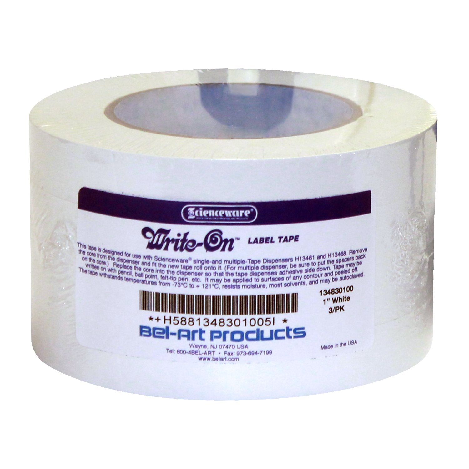 Sp Bel-Art Write-On White Label Tape; 40Yd Length, 1 In. Width, 3 In. Core (Pack Of 3) (F13483-0100)