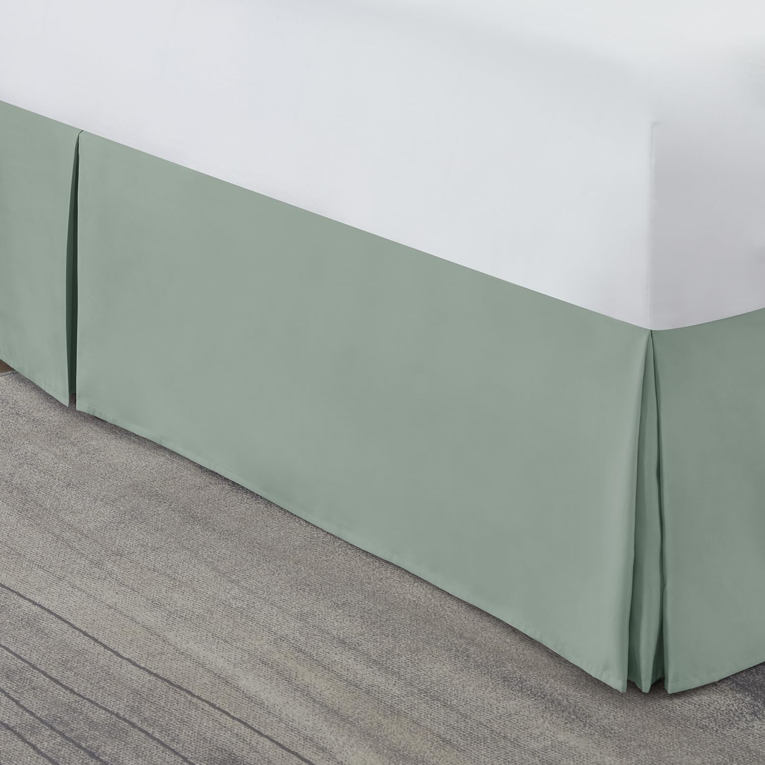 Nestl Sage Green Full Xl Bed Skirt - Full Xl Size Bed Skirt 14 Inch Drop - Brushed Microfiber Bed Skirts - Hotel Quality Pleated Bed Skirt - Shrinkage & Fade Resistant