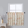Leeva Kitchen Tier Curtains For Windows, Watercolor Plant Pattern Rustic Design Thermal Insulated Small Window Curtains For Dini