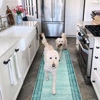 Lahome Abstract 2X6 Teal Runner Rug For Entryway Indoor,Washable Modern Rug Runners For Hallways Non Slip,Low-Pile Soft Minimali