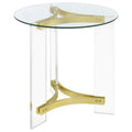 Coaster Home Furnishings Janessa Round Glass Top End Table With Acrylic Legs Clear And Matte Brass