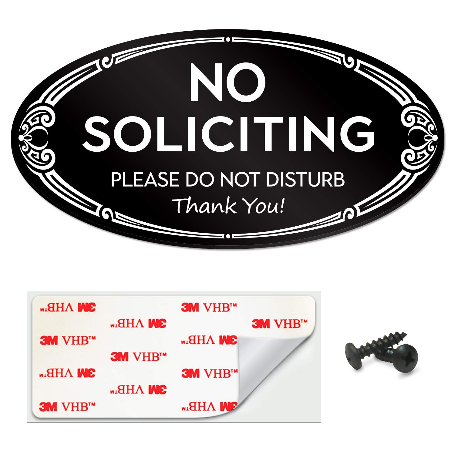 Signseries No Soliciting Sign - No Knock, Door Sign - 3 ' X 6 ' - Mounting Hardware Included, Easy Installation On Wall, Glass