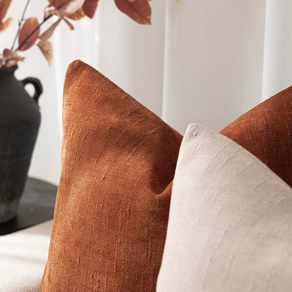 Foindtower Pack Of 2 Soft Textured Throw Decorative Pillow Covers Lumbar Accent Solid Cushion Cover Cozy Farmhouse Pillow Case W