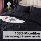 Andency Black Pinch Pleat Comforter Twin(66X90Inch), 2 Pieces(1 Pintuck Comforter, 1 Pillowcase) Pintuck Comforter Set,Microfibe