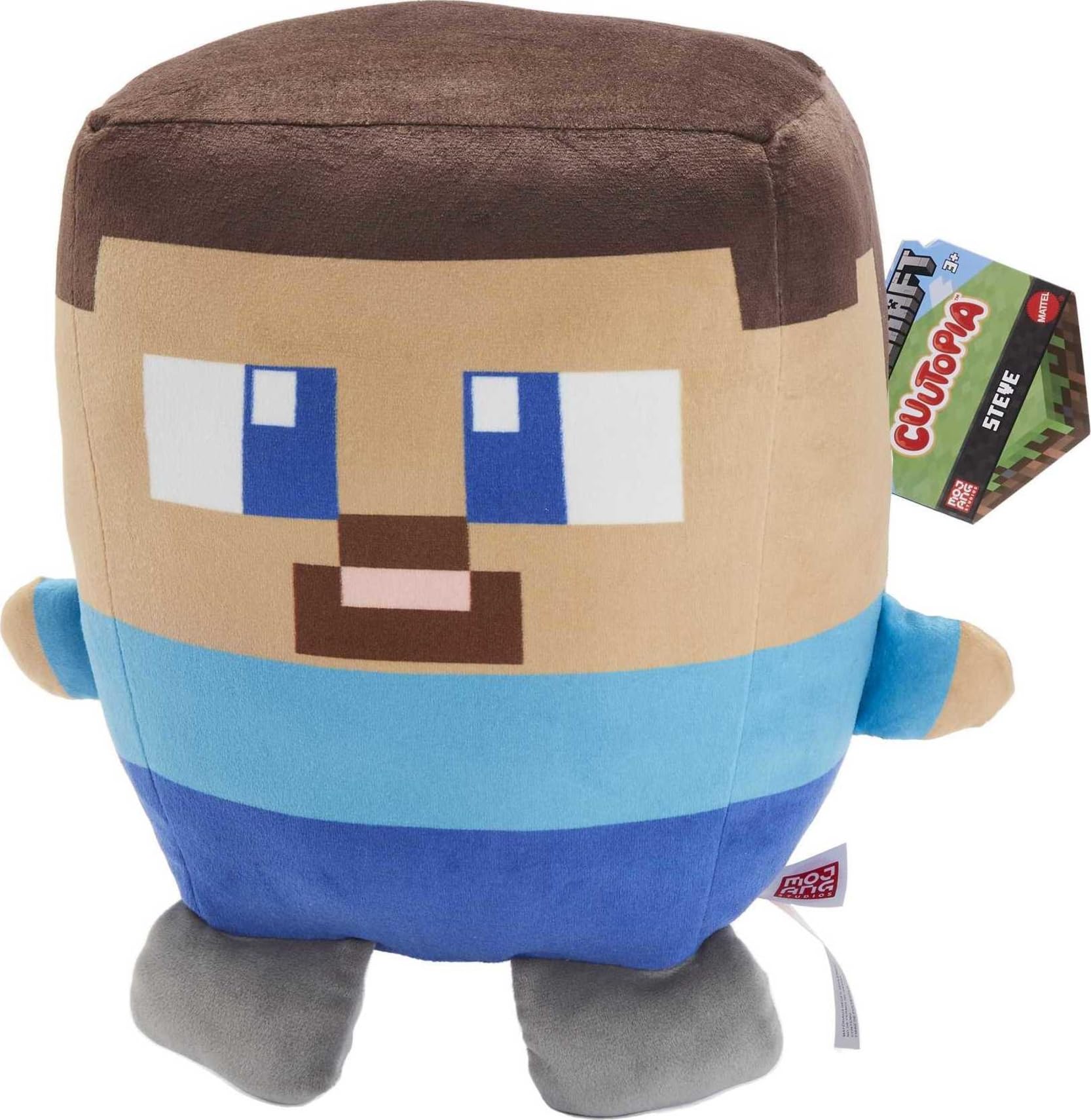 Mattel Minecraft Cuutopia 10-in Steve Plush Character, Soft Rounded Pillow Doll, Video Game-Inspired Collectible Toy Gift for Ag