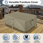 Outdoorlines Outdoor Waterproof Patio Table Furniture Set Covers - Rectangle Couch Sectional Cover Outside Weatherproof Patio Furniture Covering For Deck, Lawn And Backyard 90'L X 64'W X 28'H, Camel