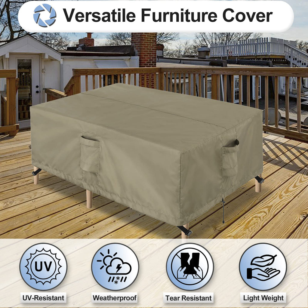 Outdoorlines Outdoor Waterproof Patio Table Furniture Set Covers - Rectangle Couch Sectional Cover Outside Weatherproof Patio Furniture Covering For Deck, Lawn And Backyard 110'L X 84'W X 28'H, Camel