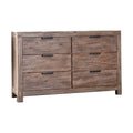Benjara , Brown Six Drawer Rustic Style Wooden Dresser With Block Legs