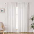 Lecloud Bessie Light Filtering Curtains 90 Inches Long 2 Panels, Faux Linen Textured Privacy Bedoom Curtains, Farmhouse Rod Pock
