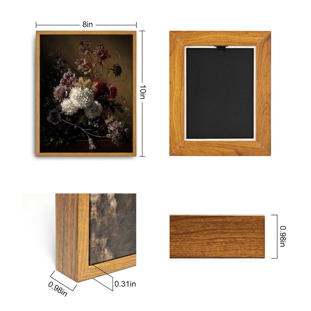 Roslynity Framed Canvas Wall Art Vintage Print Oil Paintings Moody Flowers Still Life Floral Botanical Nature Country Retro Aest
