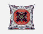 HomeRoots Light Blue Grey Peach 18â€ Gray Peach Geo Tribal Suede Throw Pillow