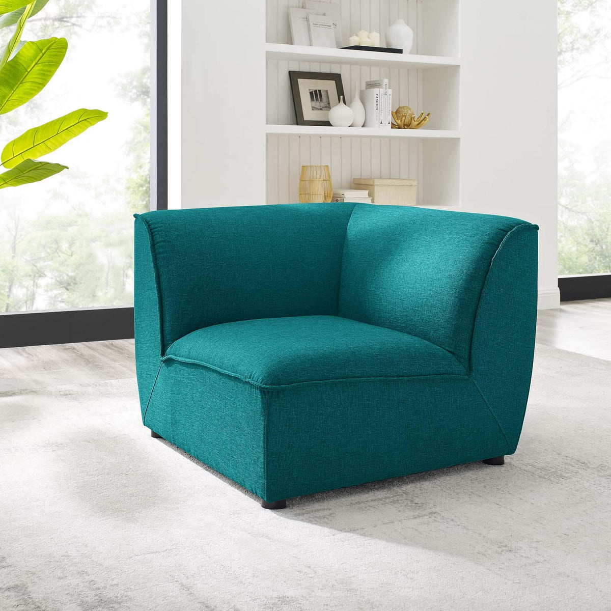 Modway Comprise Fabric Upholstered Sectional, Corner Chair, Teal