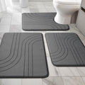 YIHOUSE 3 Piece Bathroom Rug Set, Soft Non Slip Bathroom Mat Sets 3 Piece, Extra Thick Memory Foam Bath Mats for Bathroom, Machi