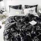 Karever Bedding Set - Full Black Marble 3 Pcs Comforter Set - Includes 1 Comforter, 2 Pillow Covers Cotton, Soft, Breathable, Lu