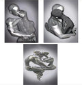 ZMURED 3D Wall Art Decor Artwork Figure Statue Modern Art Canvas Painting,Large Wall Art for Bathroom Bedroom Decoration (3PC Hu