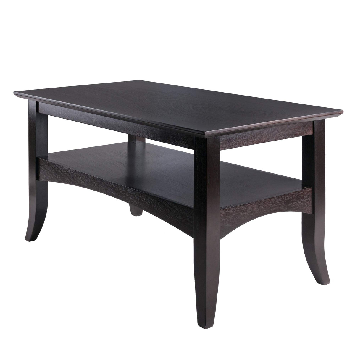 Ergode Wood Camden Coffee Table - Sophisticated Style, Durable Solid Wood, Spacious Surface & Lower Shelf for Storage, Coffee Finish, Easy Assembly.