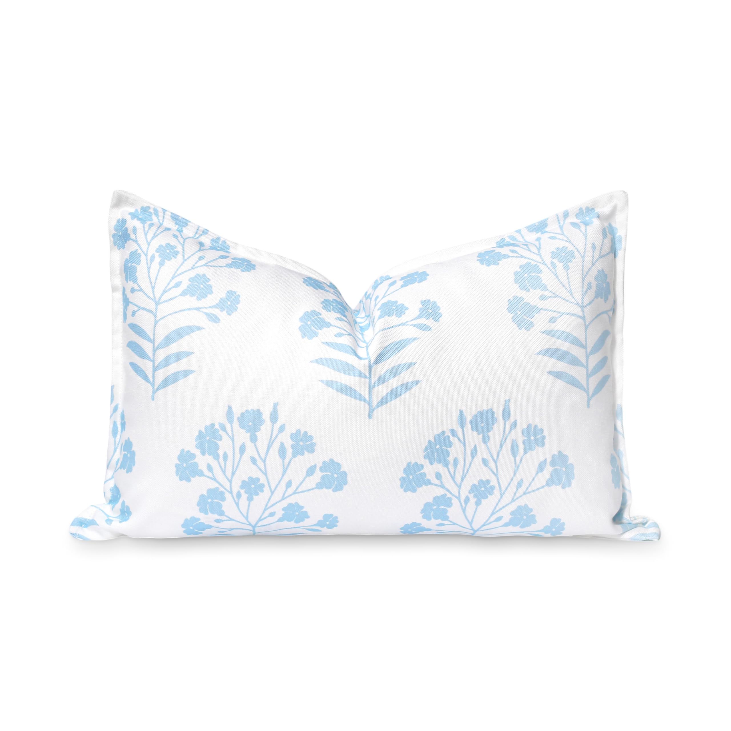 Hofdeco Premium Coastal Patio Indoor Outdoor Lumbar Pillow Cover Only, 12'X20' Water Repellent For Backyard, Couch, Baby Blue