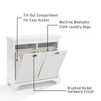 Crosley Furniture Lydia Laundry Hamper with Linen Sorting Bags, Bathroom Storage and Organization, White