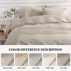 Nexhome Pro Duvet Cover Set Kids Twin Size Linen Feel Textured Organic Natural 100% Washed Cotton Duvet Cover 2 Pieces Bedding Set With Zipper Closure & Corner Ties, Breathable, Soft (No Comforter)
