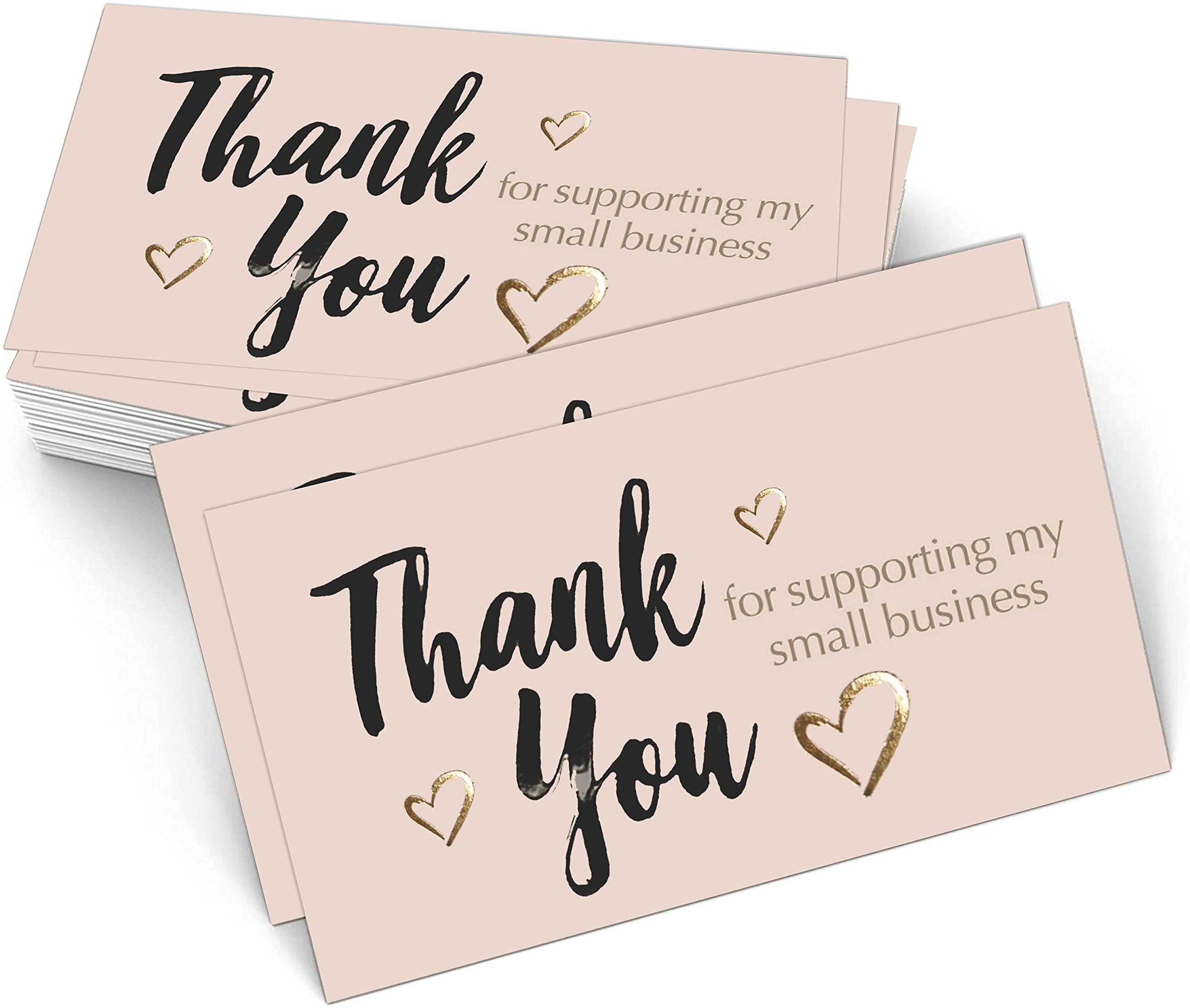Easykart 120 Thank You For Supporting My Small Business Cards, Gold Foil Business Card Size 3.5' X2', Thank You Cards For Onli
