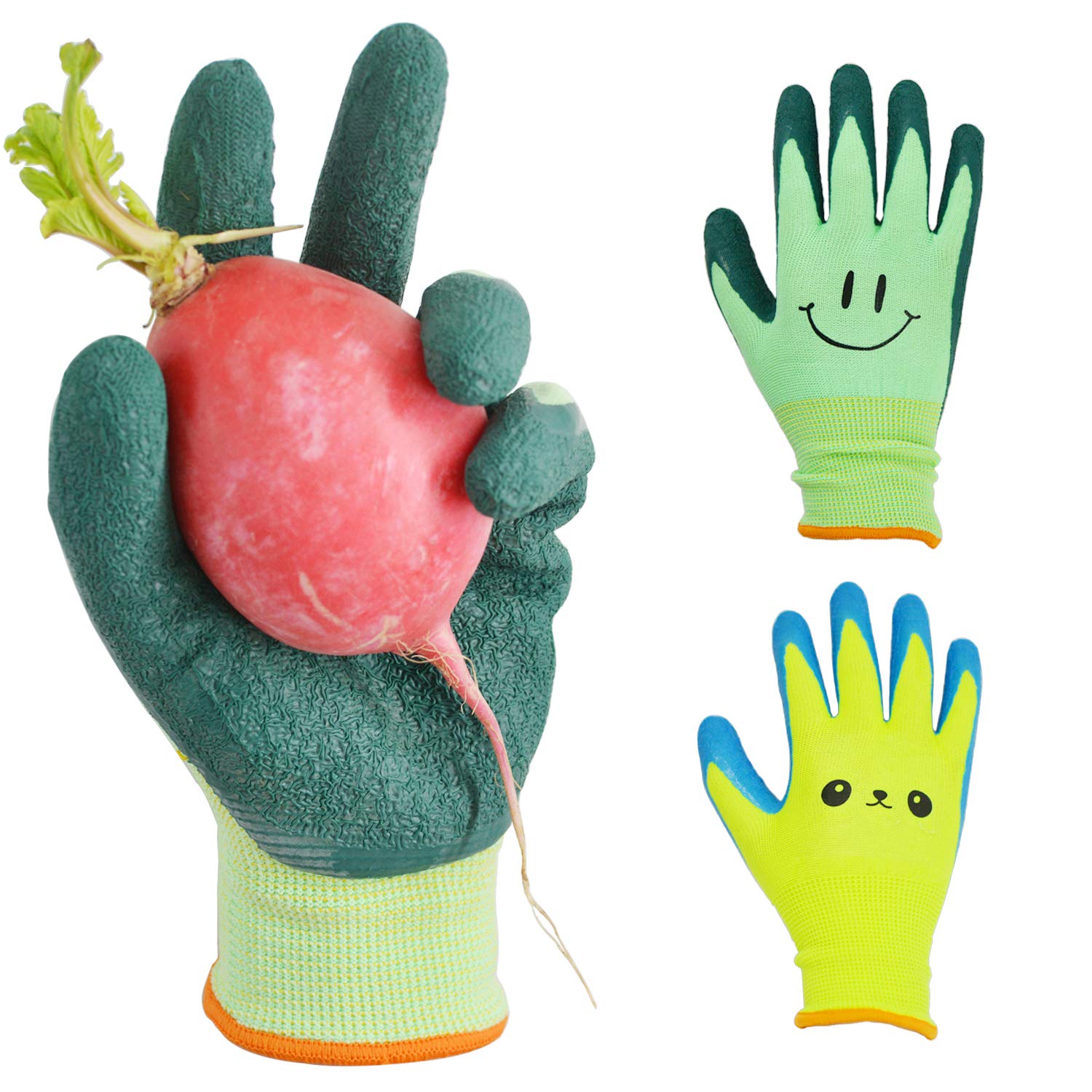 Glosav 2 Pairs Toddlers Gardening Gloves, Kids Sized Garden Glove For Yard Work, Non Slip, Flexible, Breathable (Size 2 For 2, 3