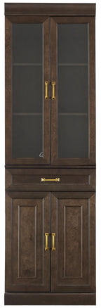 Crosley Furniture Stanton Glass Door Pantry Storage Cabinet with Shelves, Kitchen, Dining, or Laundry Room, Coffee