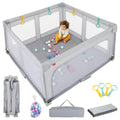 INFANS Foldable Baby Playpen with Mat, 59    x 59    Large Baby Play Yard for Infant with 50 Ocean Balls, 4 Handlers, Carry Bag,