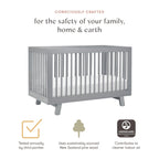 Babyletto Hudson 3-In-1 Convertible Crib With Toddler Bed Conversion Kit In Grey, Greenguard Gold Certified