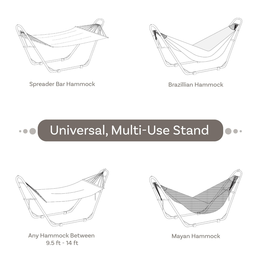 Sunnydaze Universal Double Hammock Stand Only - 550-Pound Capacity - Heavy-Duty Hammock Stand For Outside - Fits 9 To 14 Foot Hammocks - Black