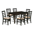 East West Furniture CAPF7-CAP-C 7 Piece Dining Table Set Consist of a Rectangle Dining Room Table and 6 Linen Fabric Upholstered Chairs, 36x60 Inch, Cappuccino