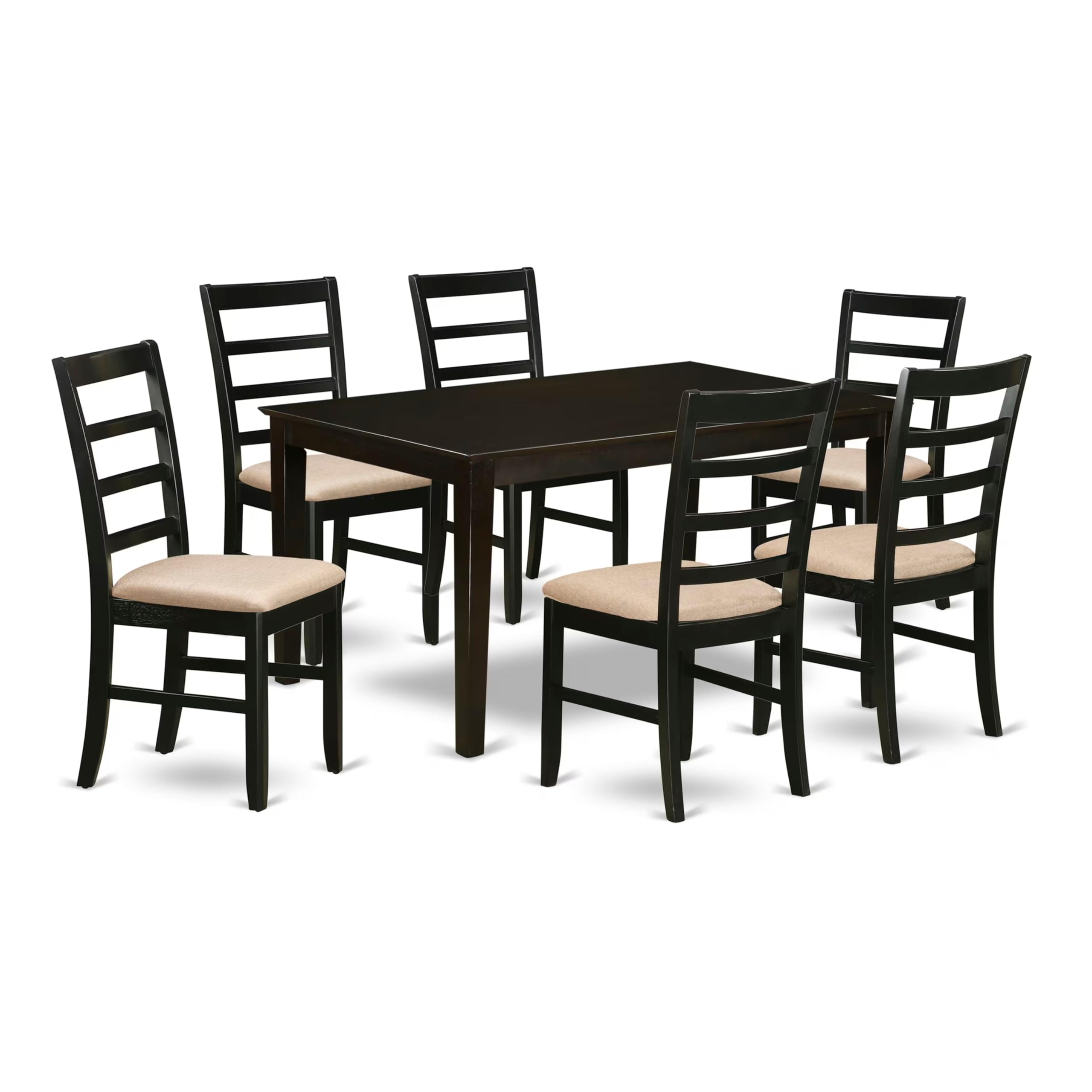 East West Furniture CAPF7-CAP-C 7 Piece Dining Table Set Consist of a Rectangle Dining Room Table and 6 Linen Fabric Upholstered Chairs, 36x60 Inch, Cappuccino