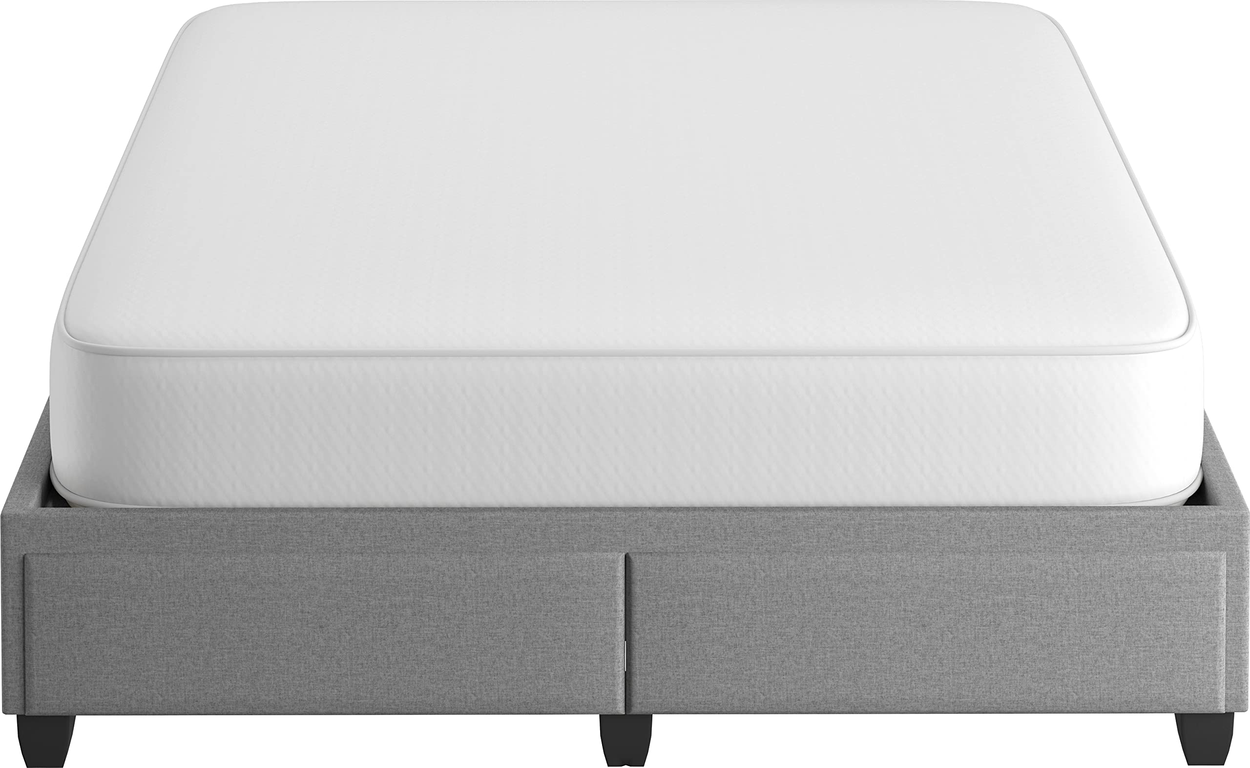 Boyd Sleep Modena Uplift Upholstered Platform Bed Frame Mattress Foundation, Dual Front Storage Drawers, and Strong Wood Slat Supports: Linen, Light Grey, Full