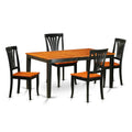 East West Furniture NIAV5-BCH-W 5 Piece Modern Dining Table Set Includes a Rectangle Wooden Table with Butterfly Leaf and 4 Dining Room Chairs, 36x66 Inch, Black & Cherry