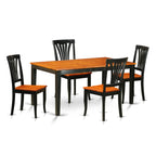East West Furniture NIAV5-BCH-W 5 Piece Modern Dining Table Set Includes a Rectangle Wooden Table with Butterfly Leaf and 4 Dining Room Chairs, 36x66 Inch, Black & Cherry