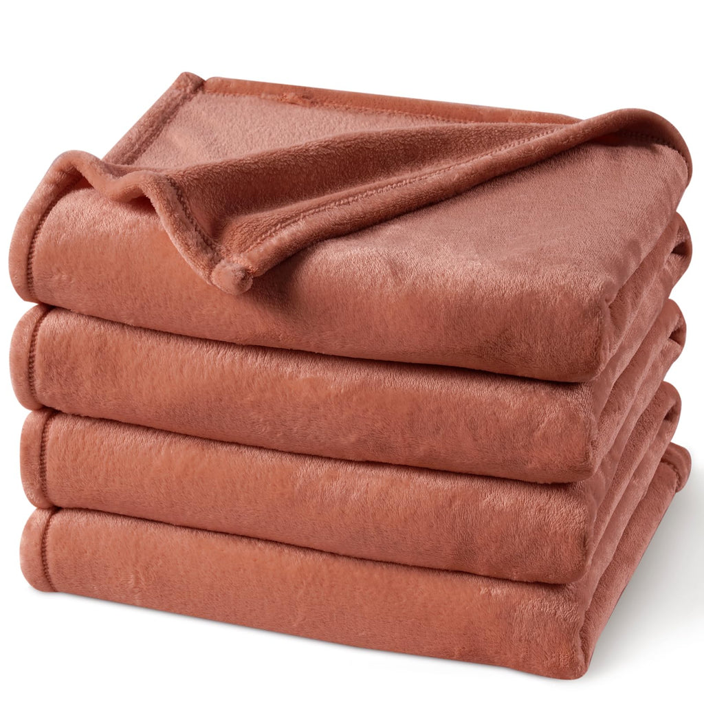 Phf Ultra Soft Fleece Blanket King Size, No Shed No Pilling Luxury Plush Cozy 300Gsm Lightweight Blanket For Bed, Couch, Chair, Sofa Suitable For All Season, 108' X 90', Brick Red
