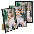 upsimples 8x10 Picture Frame Set of 3, Made of High Definition Glass for 8 x 10 Black Frames, Wall and Tabletop Display Thin Bor