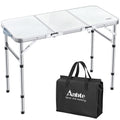 Anbte Folding Camping Table With Storage Net, 3Ft Camping Table Aluminum Folding Table With 3 Adjustable Height Max 27.1 Inch Picnic Table Portable Table For Outdoor Backyard Bbq, Silver