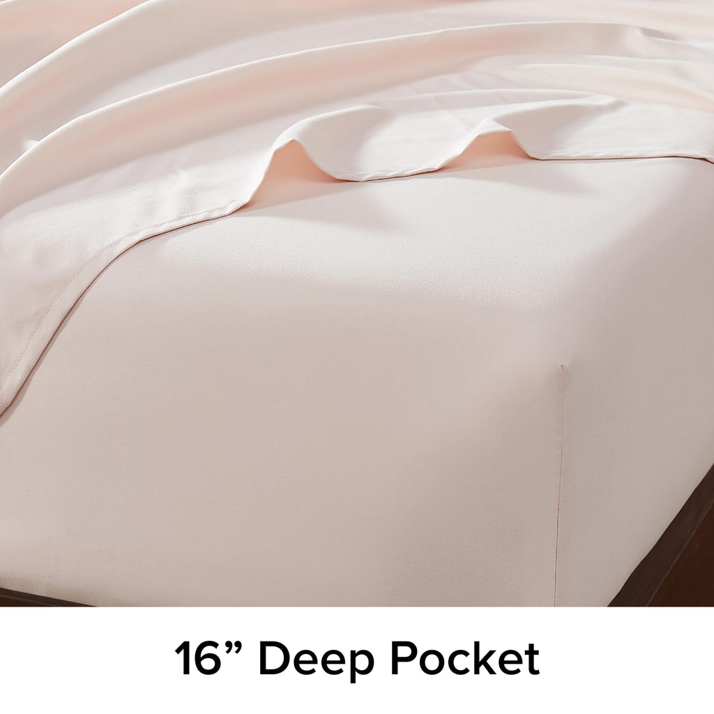 Ugg Hedi Queen Sheet Set 4-Piece Luxury Cooling Sheets Deep Pockets Premium Bedding With 2 Pillow Shams Hypoallergenic Machine Washable Soft Lightweight Bed Set For Bedroom, Queen, Shell Pink