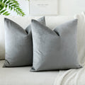 Otostar Decorative Throw Pillow Covers 16 X 16 Inch Soft Velvet Cushion Covers Solid Square Throw Pillow Cases For Couch Bed Home Sofa Car Decor Set Of 2 (Grey)