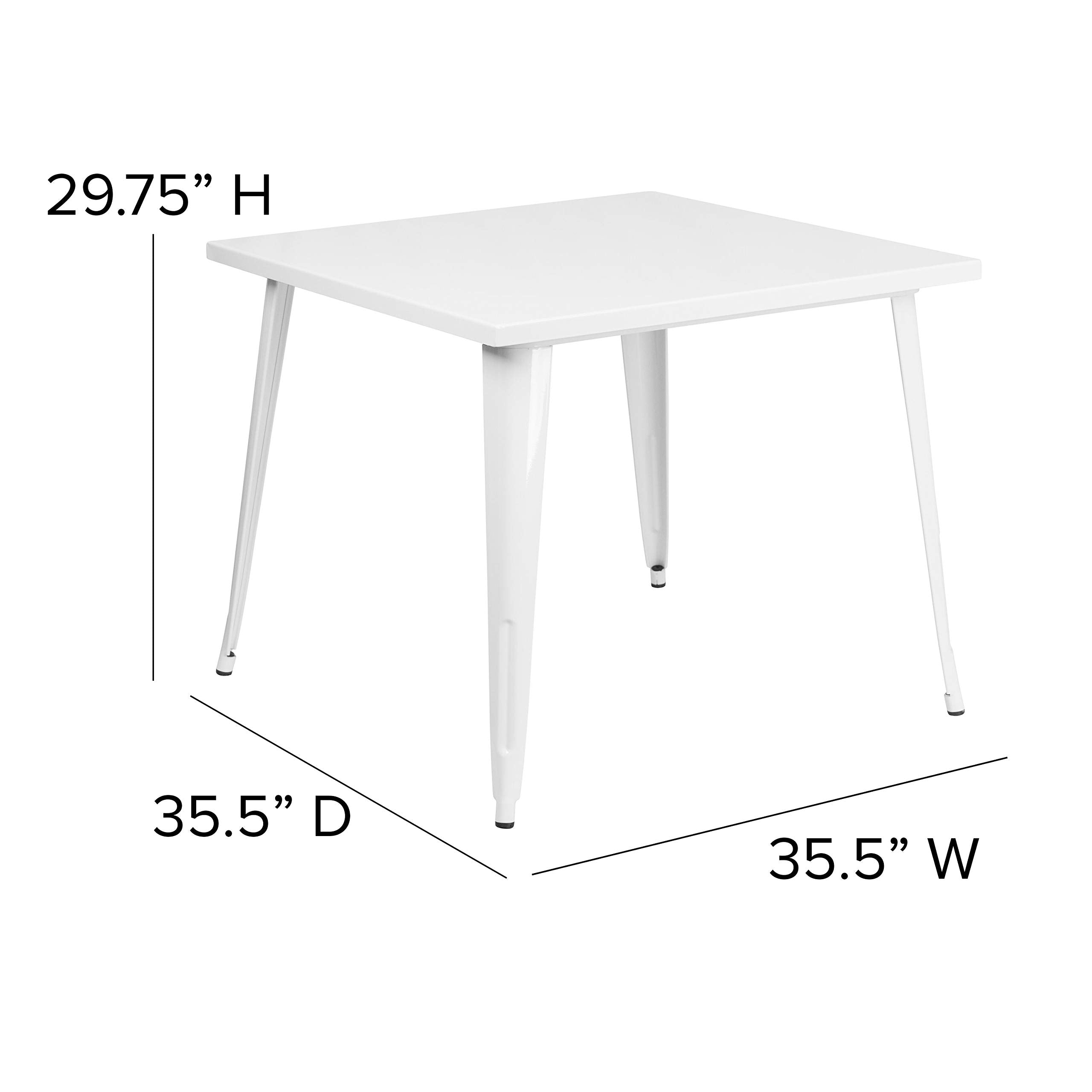 Flash Furniture Parker Commercial Grade 35.5" Square White Metal Indoor-Outdoor Table