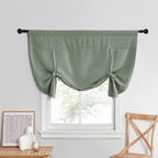NICETOWN Kitchen Window Curtains for Cabinet, Farmhouse Tie Up Short Curtains for Small Window Thermal Roman Shade Adjustable Va