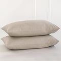 Moomee Bedding Pillowcases Pack Of 2 100% Washed Cotton Linen Like Textured Breathable Durable Soft Comfy (Tannish Linen Grey, S