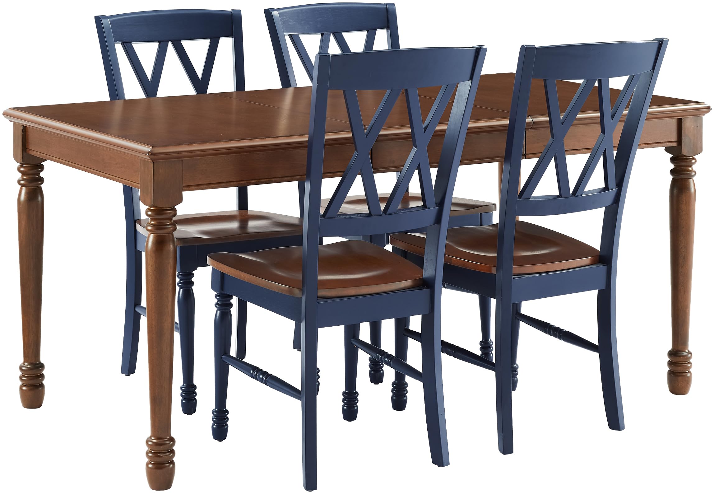 Crosley Furniture Shelby 5-Piece Traditional Dining Table Set For 4, Dinner Tables With Kitchen Chairs, Navy/Dark Cherry