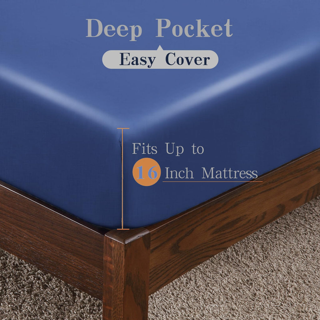 Bamboo Viscose Fitted Sheet 1 Pack Twin Size Only,400 Thread Count,8-16'' Deep Pocket,Bottom Sheet Colorfast Soft & Silky & Brea